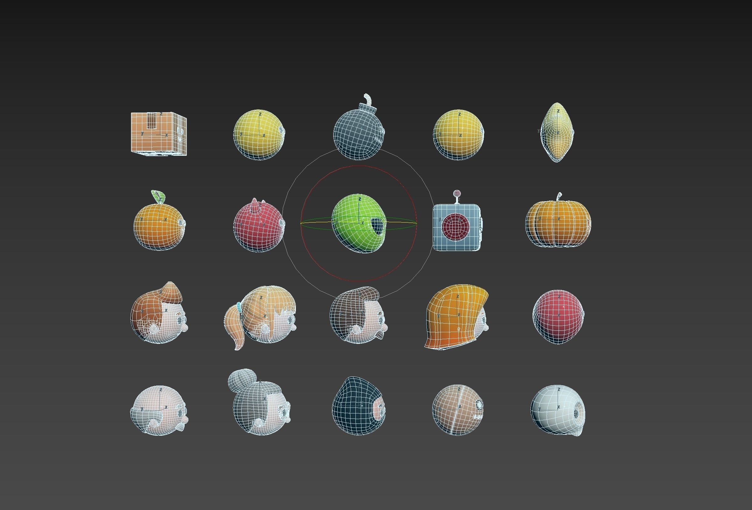 Pack016 Cartoon Head Pack 3D model_15