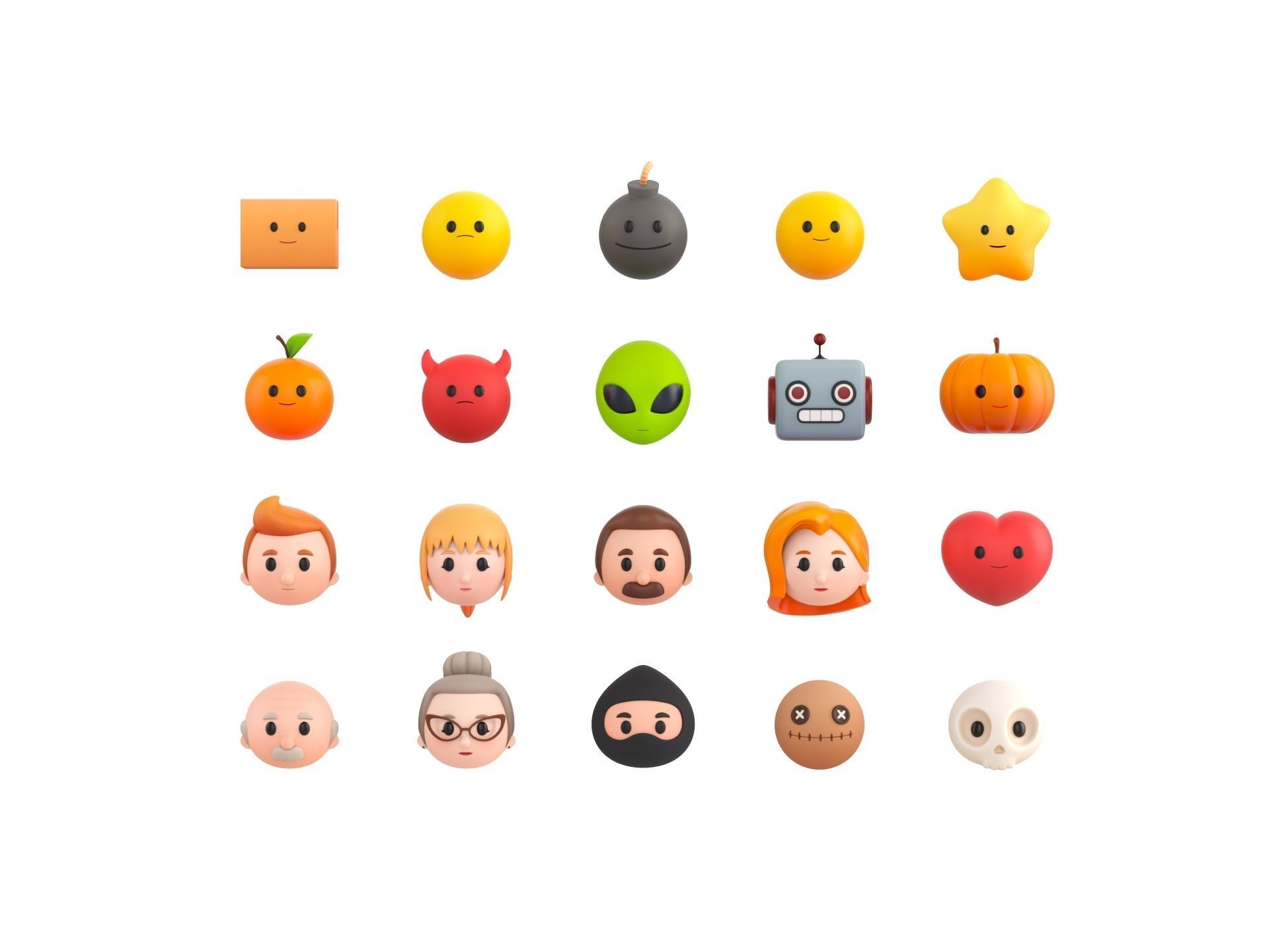 Pack016 Cartoon Head Pack 3D model_1