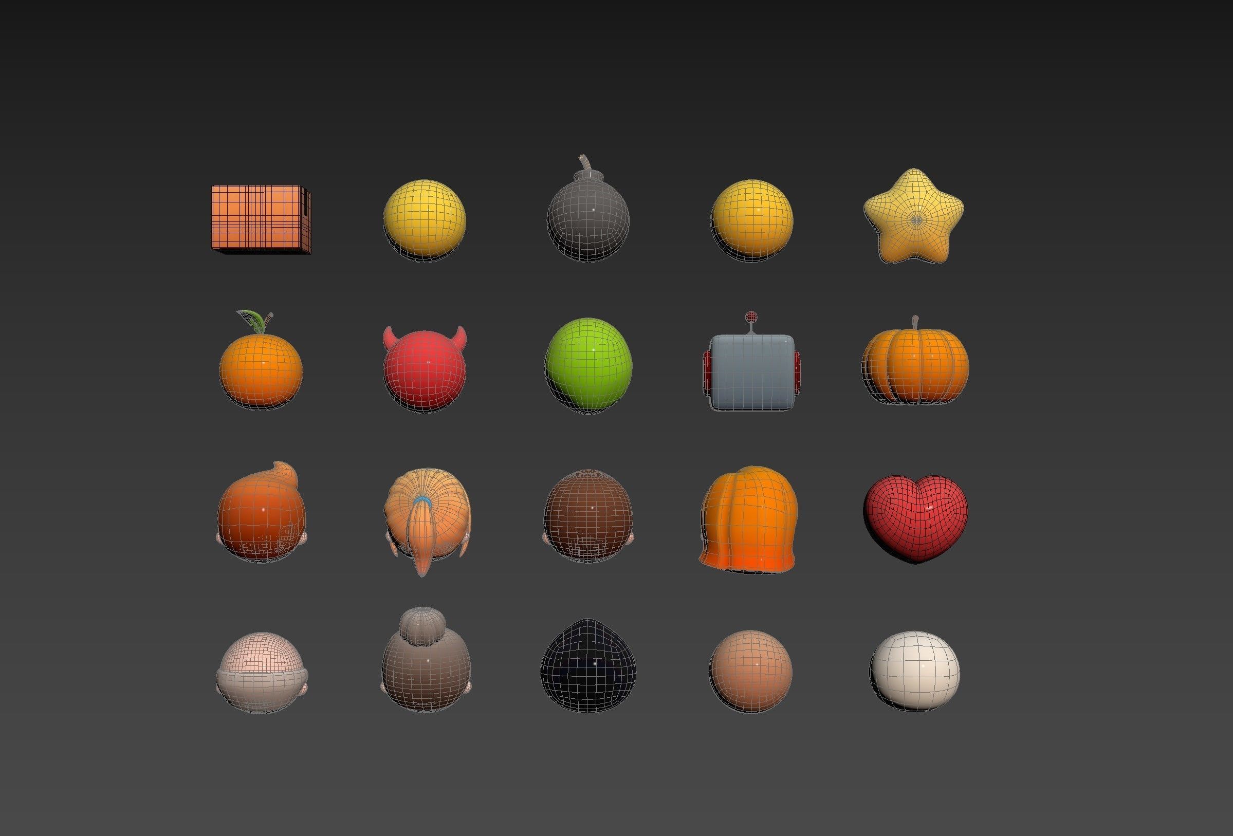 Pack016 Cartoon Head Pack 3D model_14