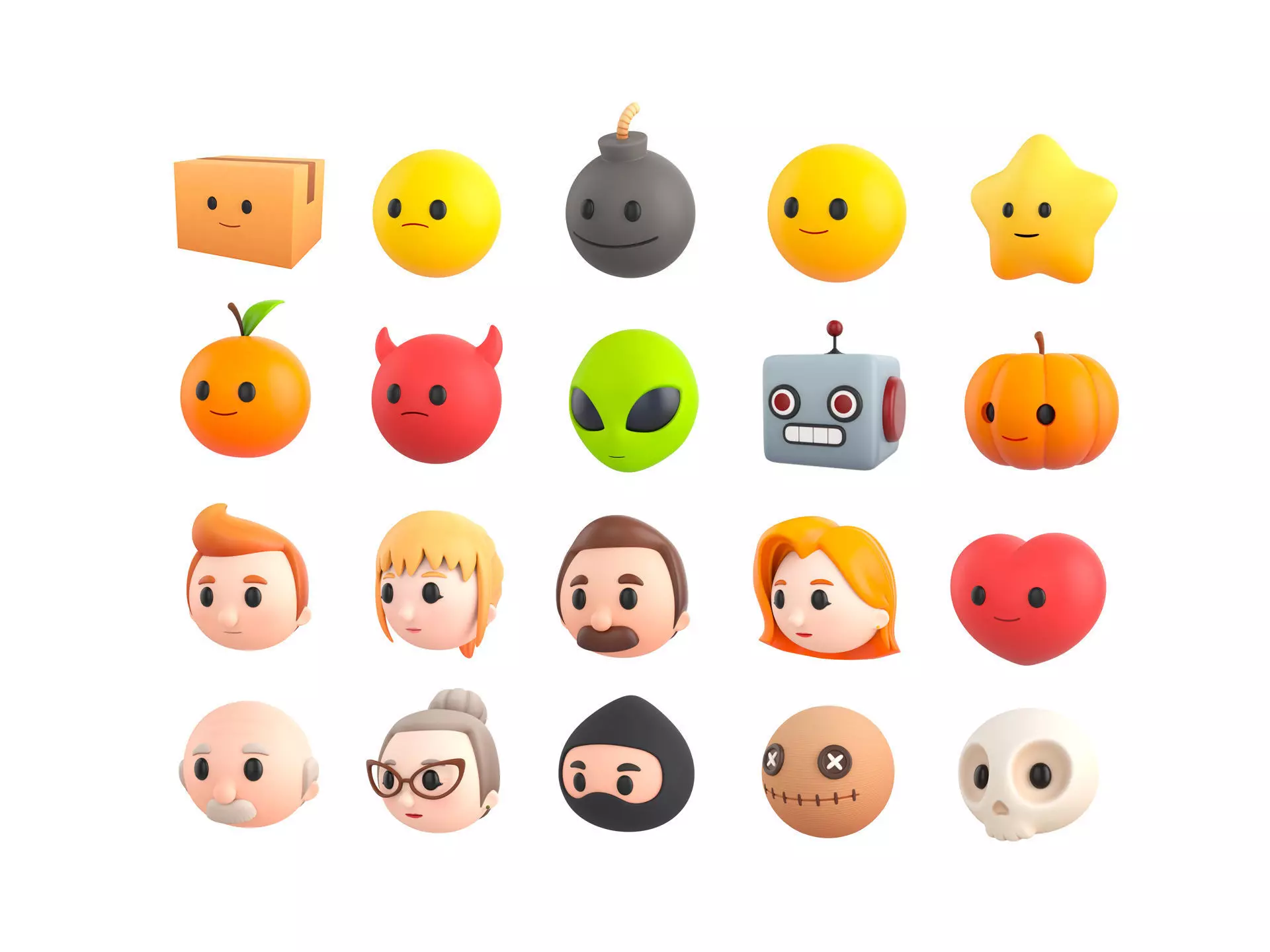 Pack016 Cartoon Head Pack 3D model_0