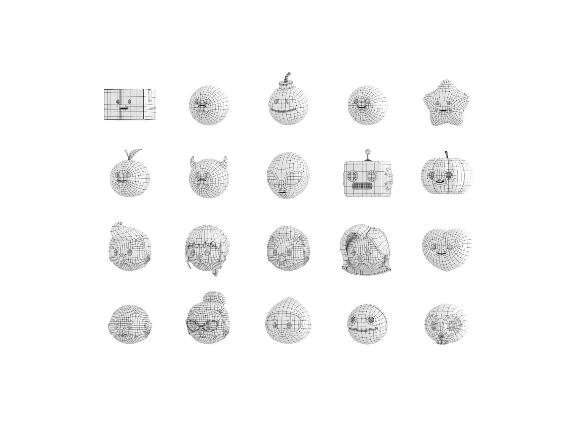 Pack016 Cartoon Head Pack 3D model_39