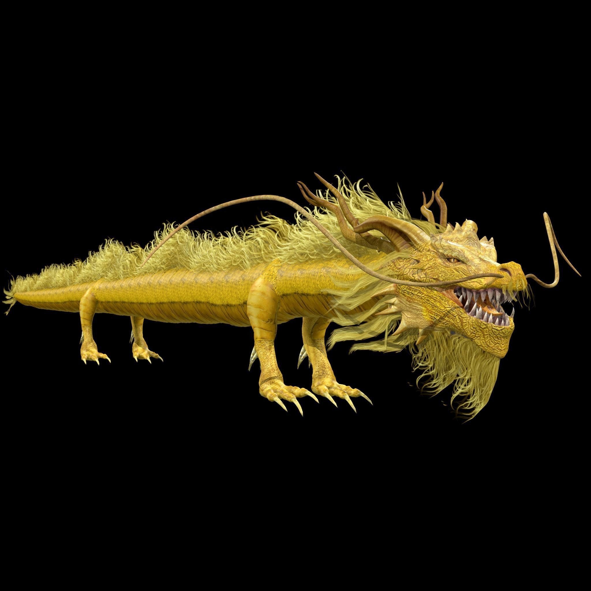Golden Chinese Dragon 3D model_11