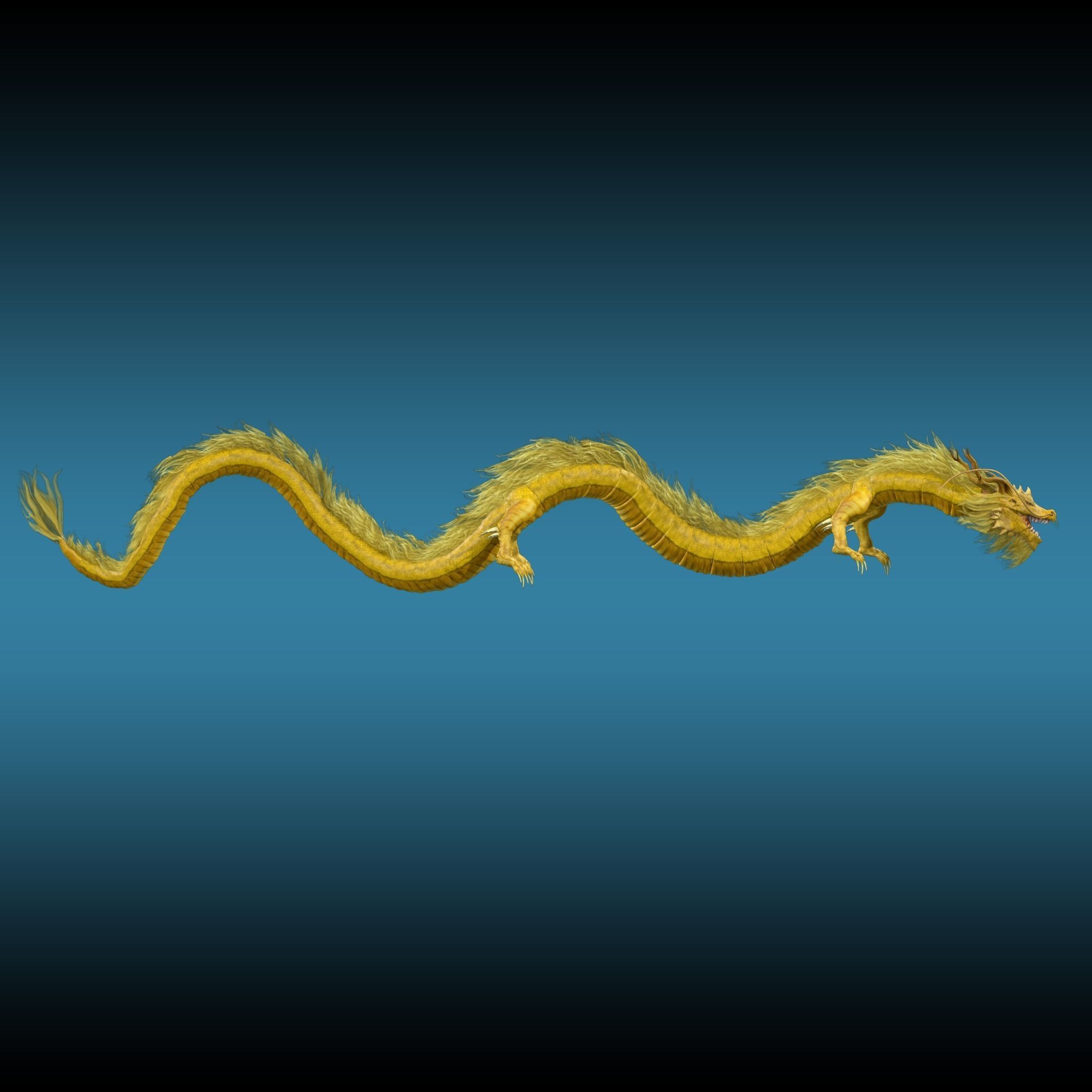Golden Chinese Dragon 3D model_6