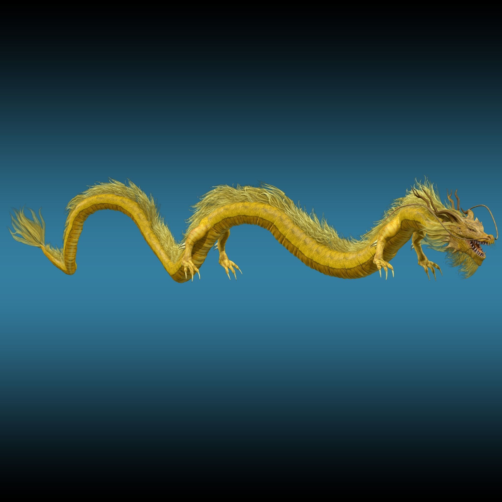 Golden Chinese Dragon 3D model_1