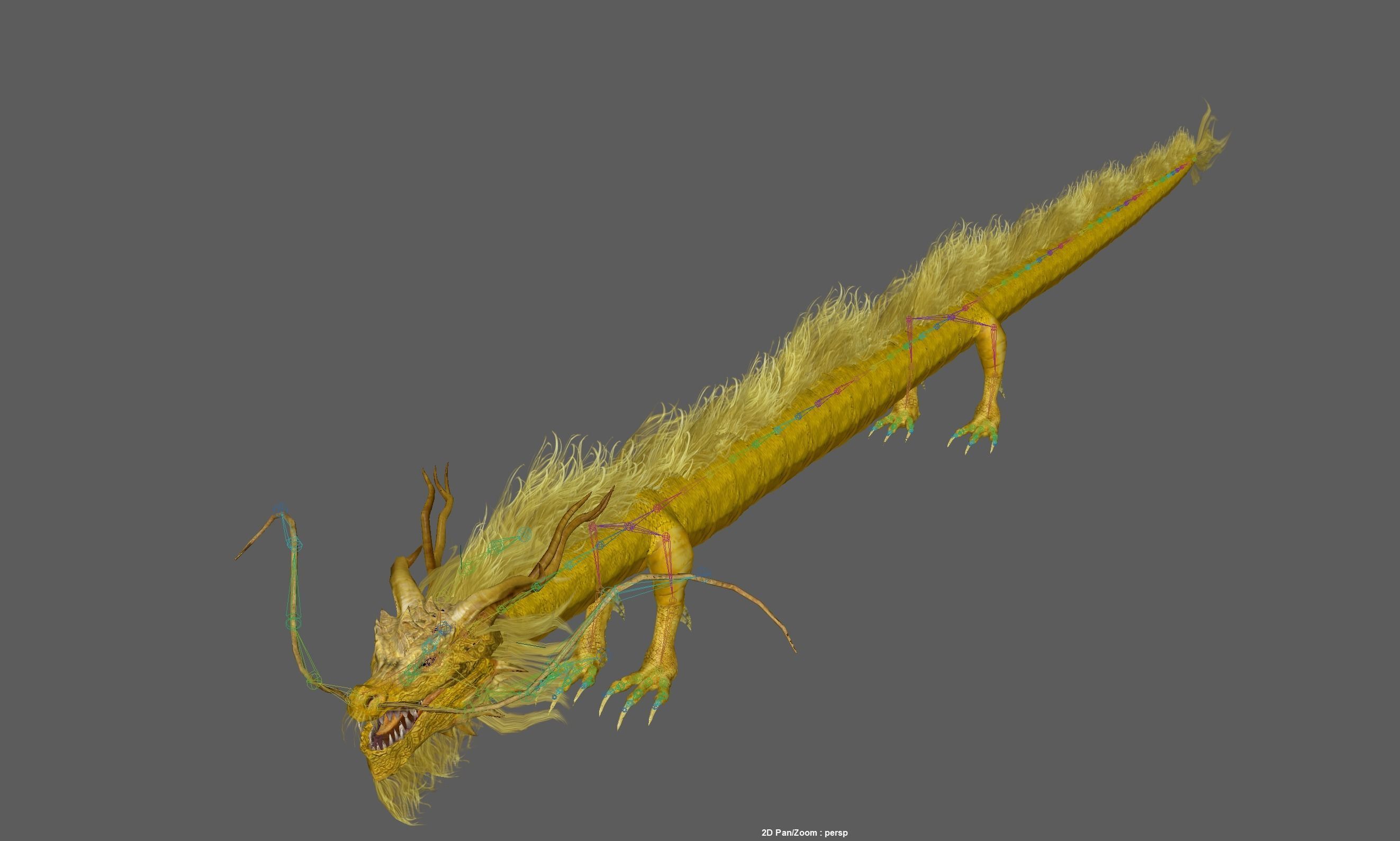 Golden Chinese Dragon 3D model_19