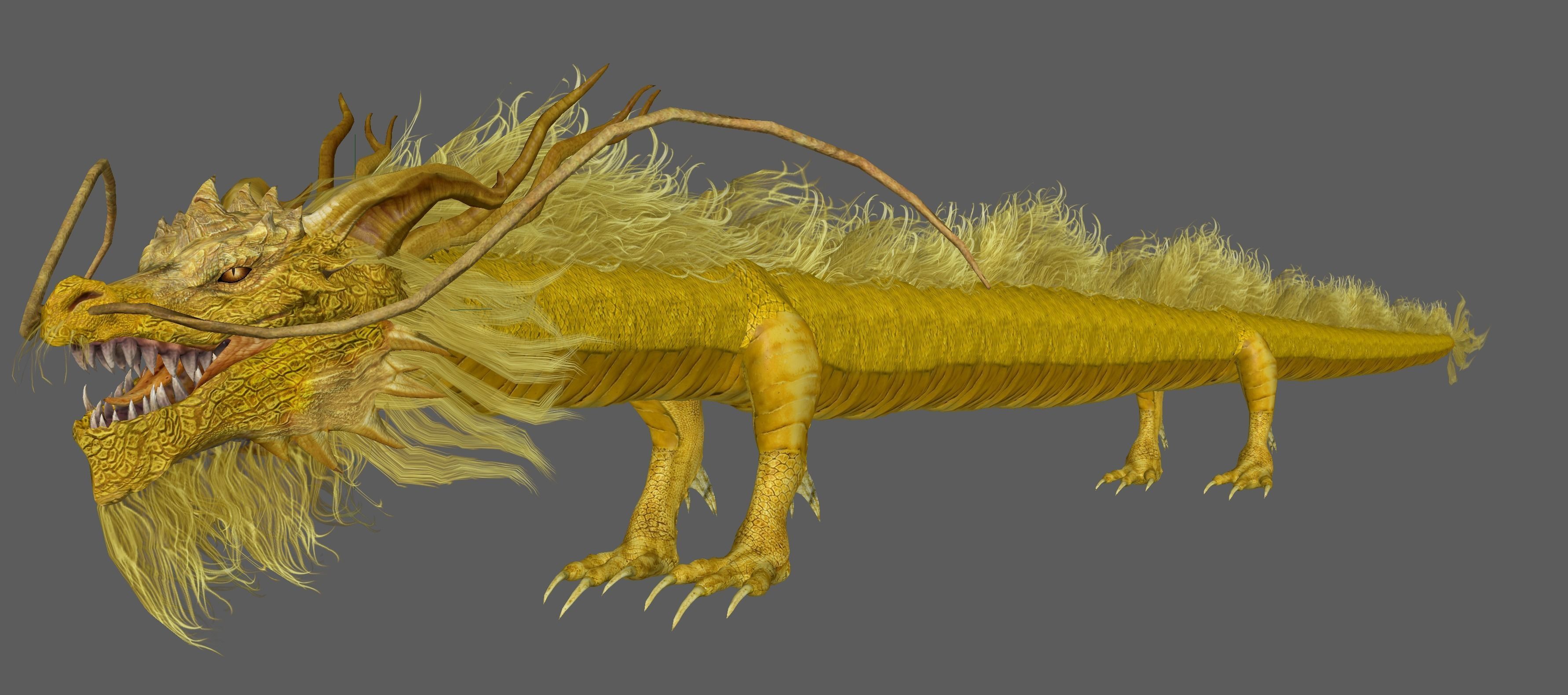 Golden Chinese Dragon 3D model_23