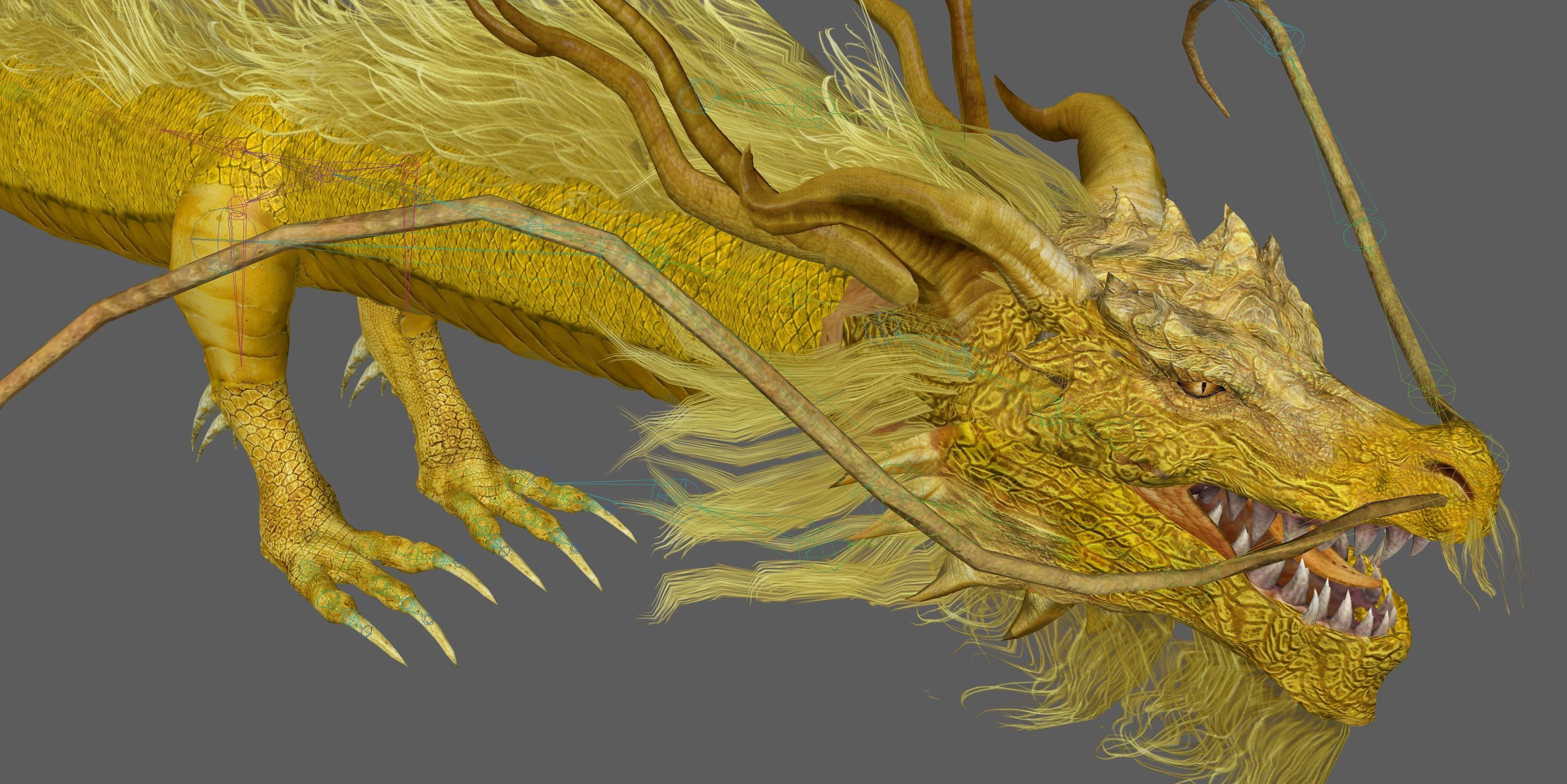 Golden Chinese Dragon 3D model_26