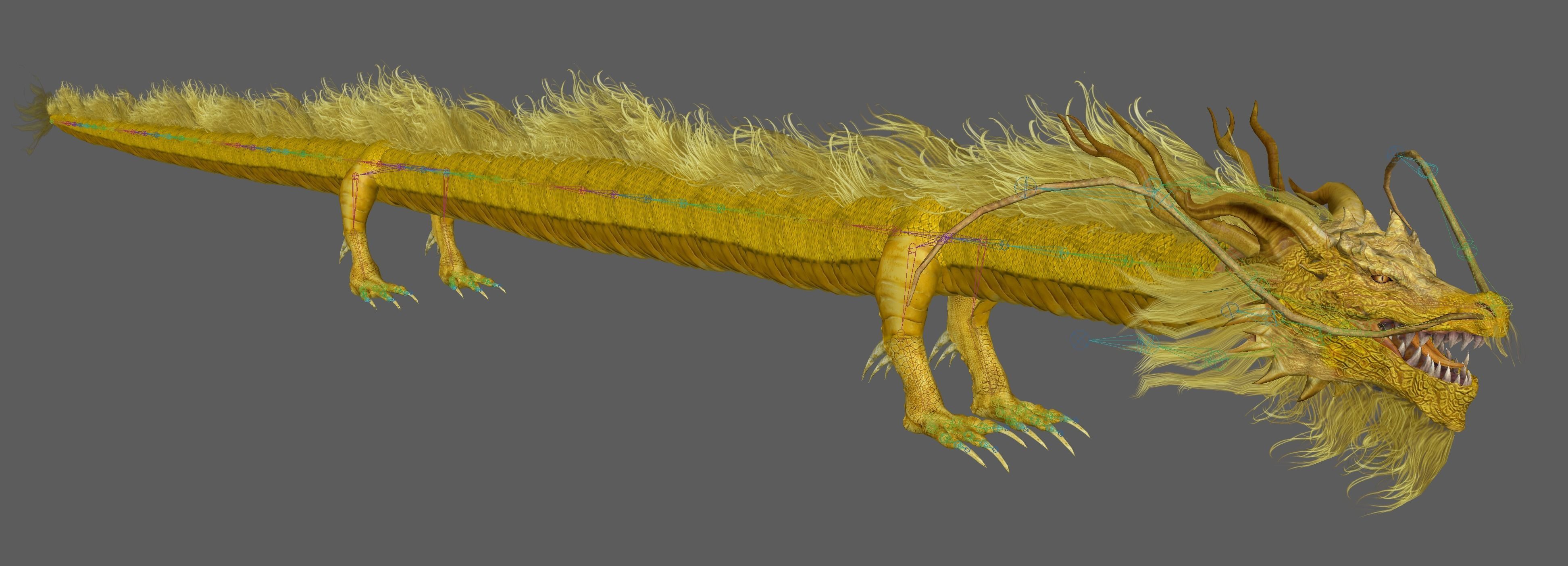 Golden Chinese Dragon 3D model_25