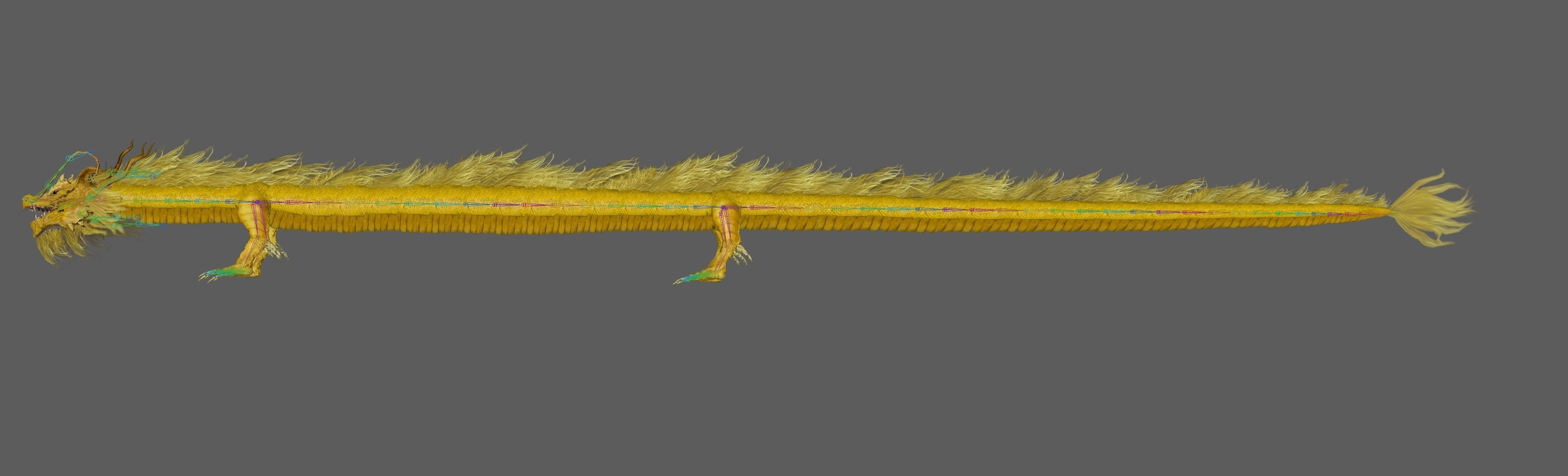 Golden Chinese Dragon 3D model_15