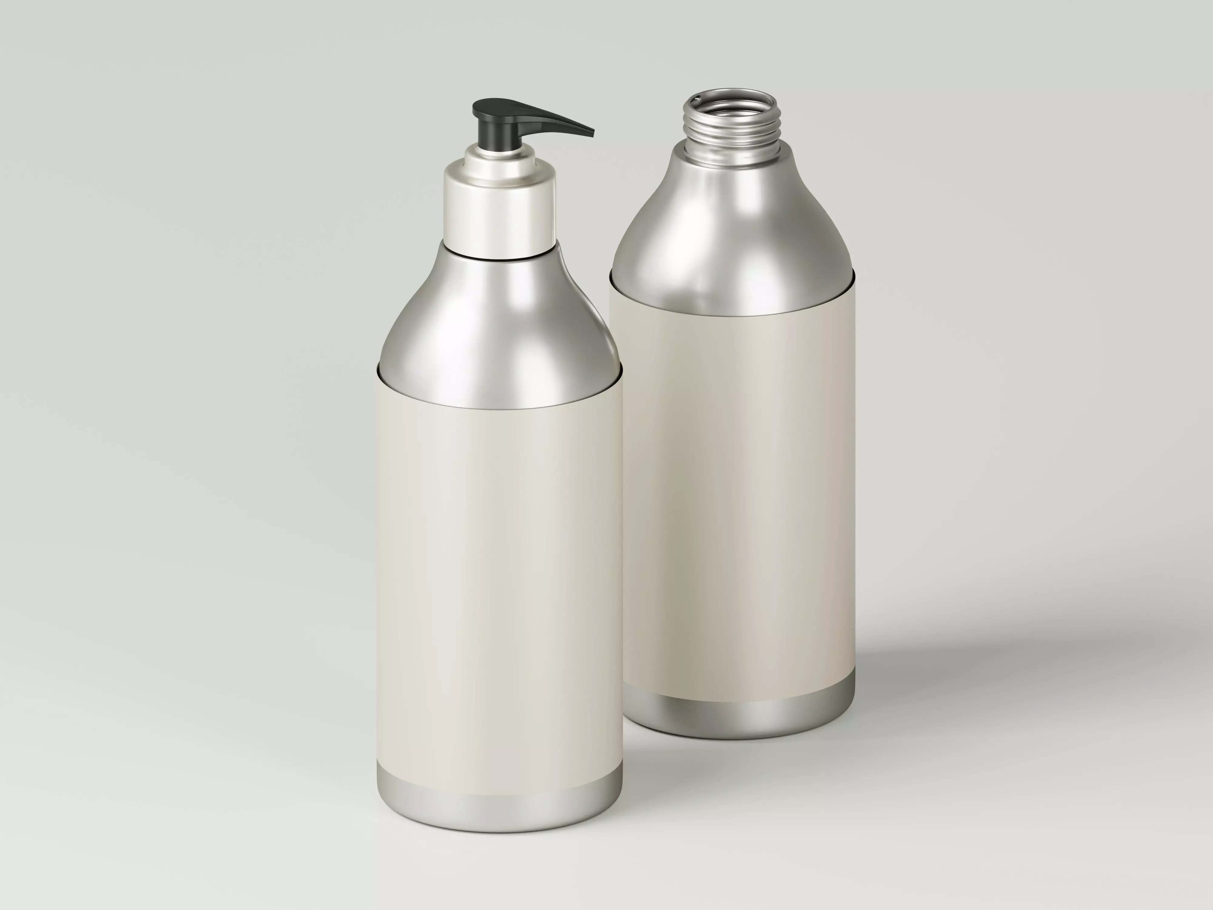 Aluminum Cosmetic Pump Bottle 3D Model Low-poly 3D model_0