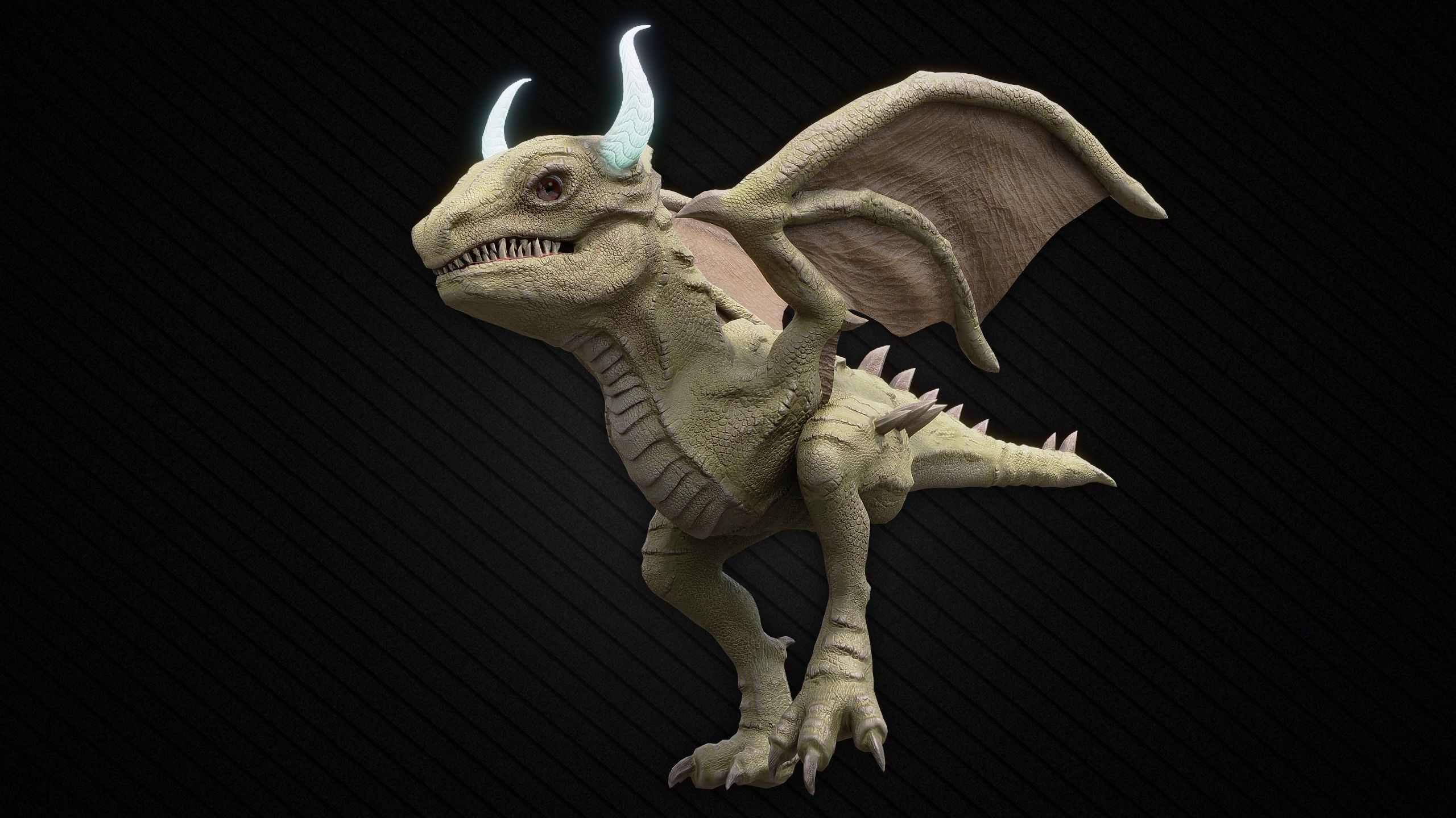 Young Wyvern - Dragonling Low-poly 3D model_9