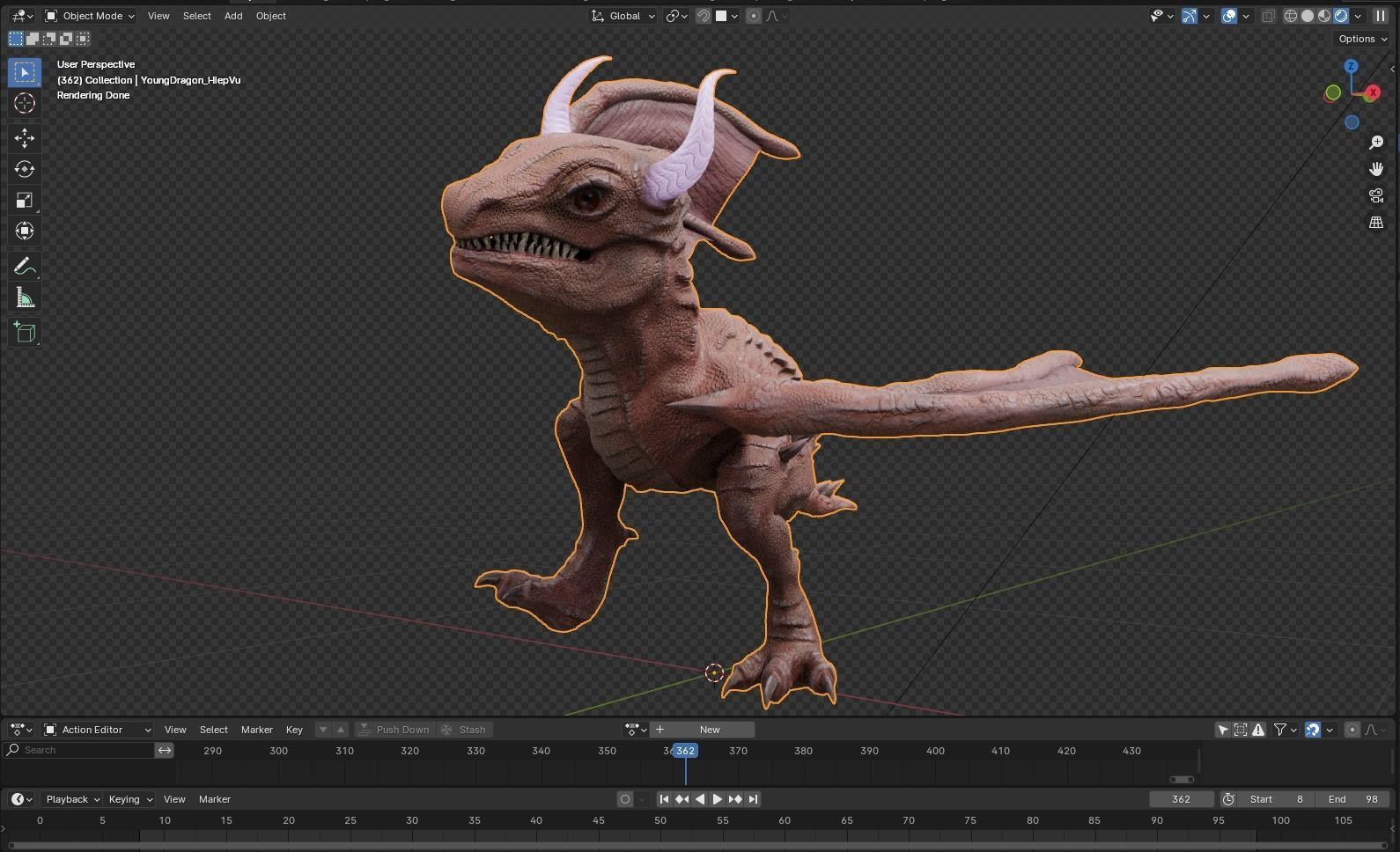 Young Wyvern - Dragonling Low-poly 3D model_16