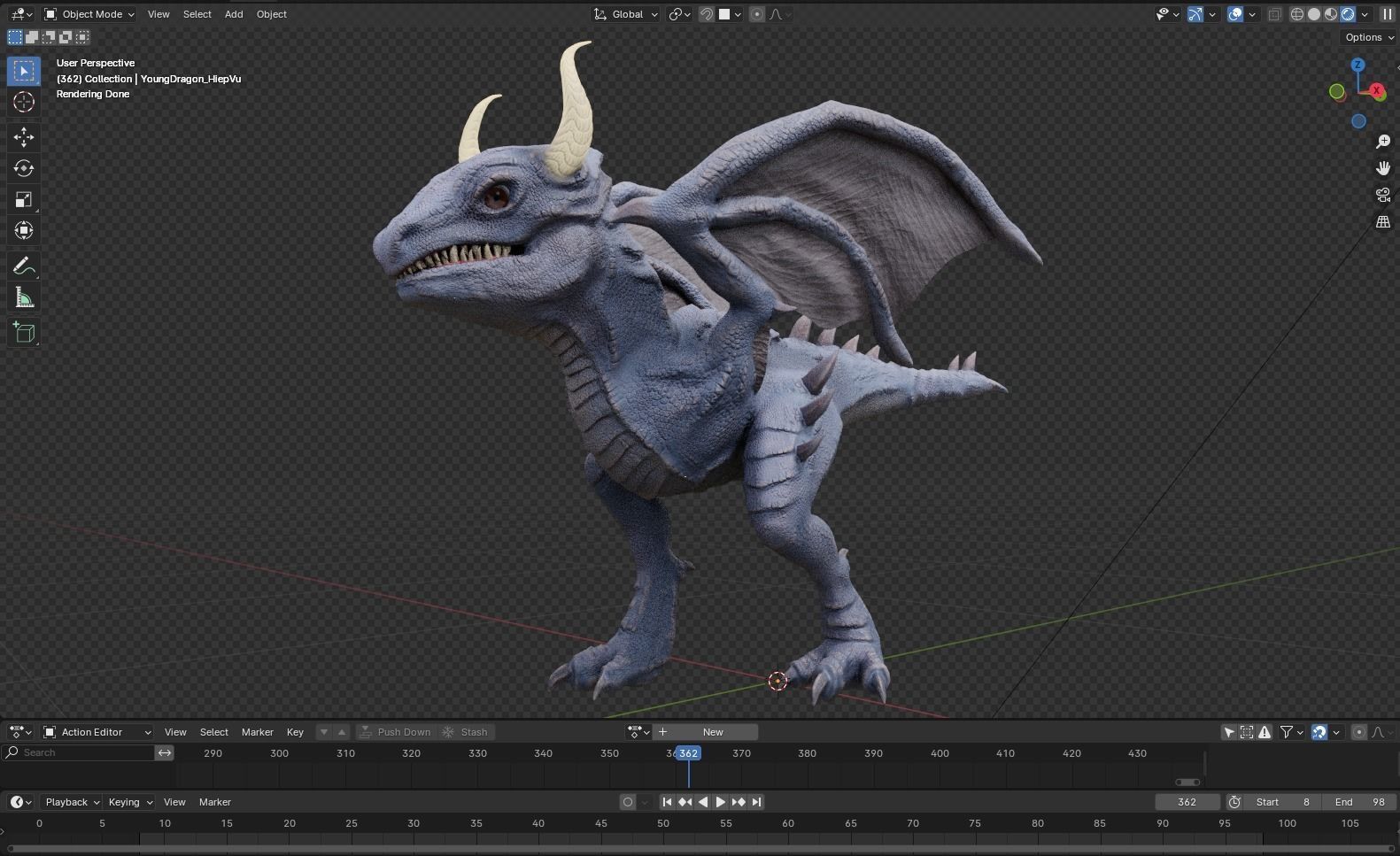 Young Wyvern - Dragonling Low-poly 3D model_10