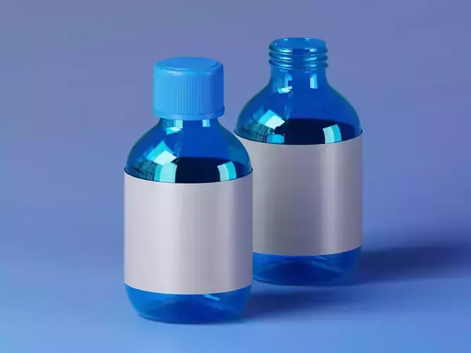 Blue Syrup Bottle 3D Model
