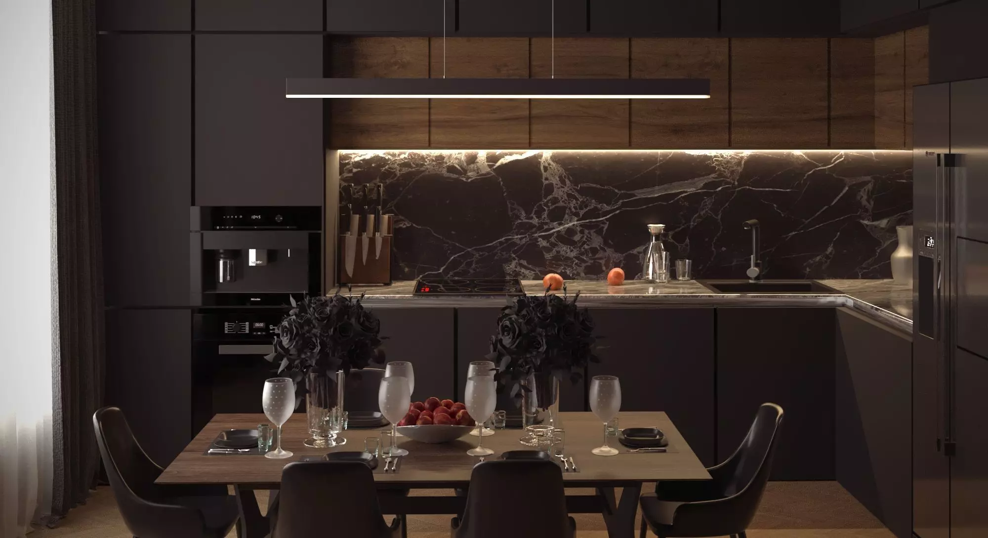 kitchen on black style Free 3D model