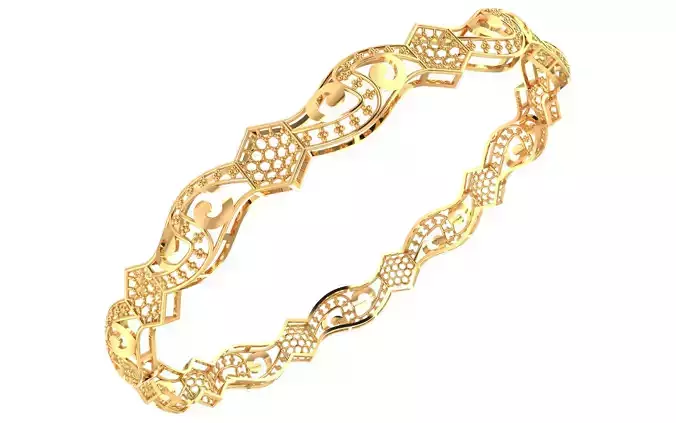 1369 Wide Geometric Cage Link Kada 7gm