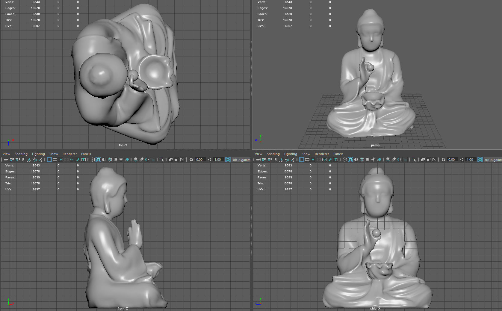 Buddha with ball Low-poly 3D model_10