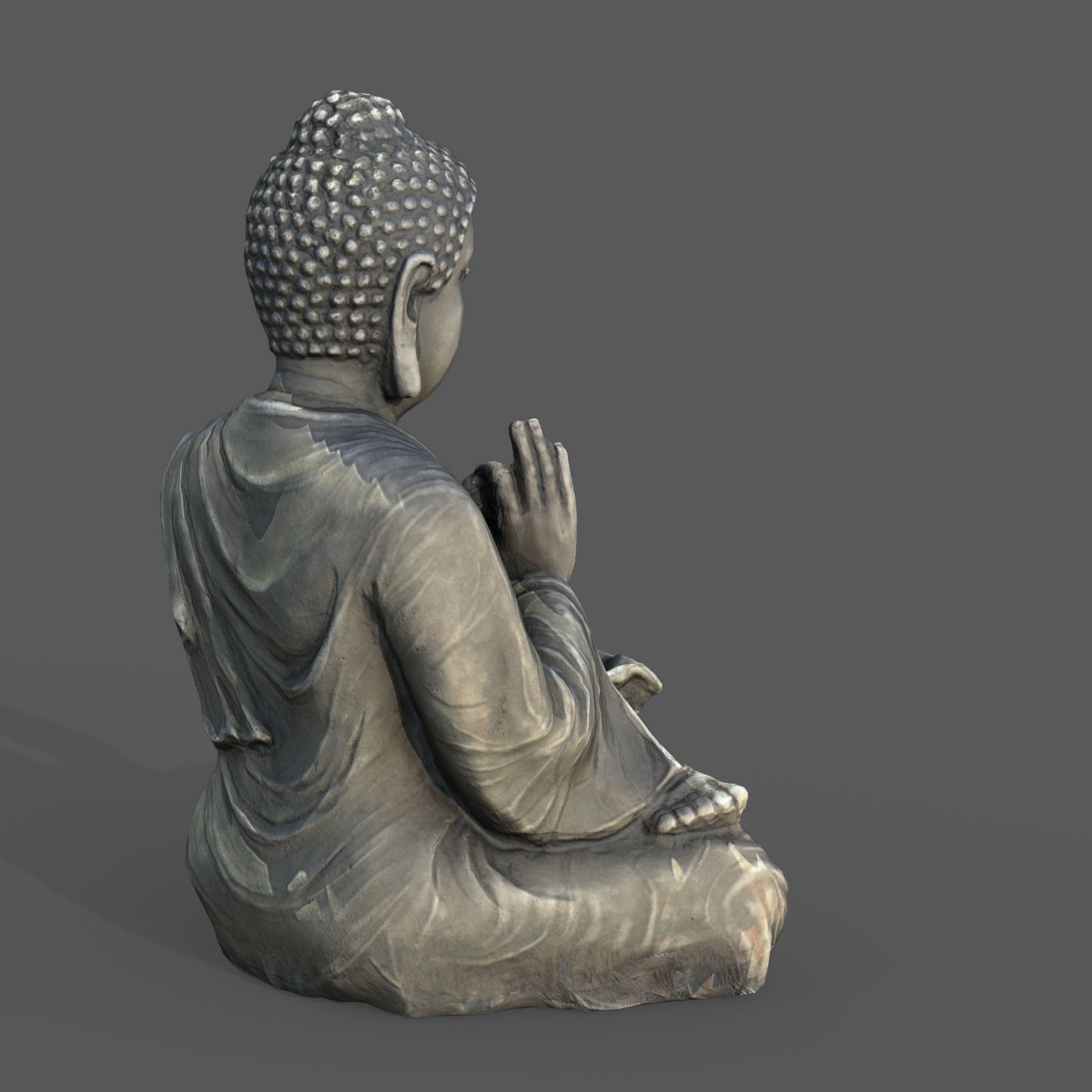 Buddha with ball Low-poly 3D model_1