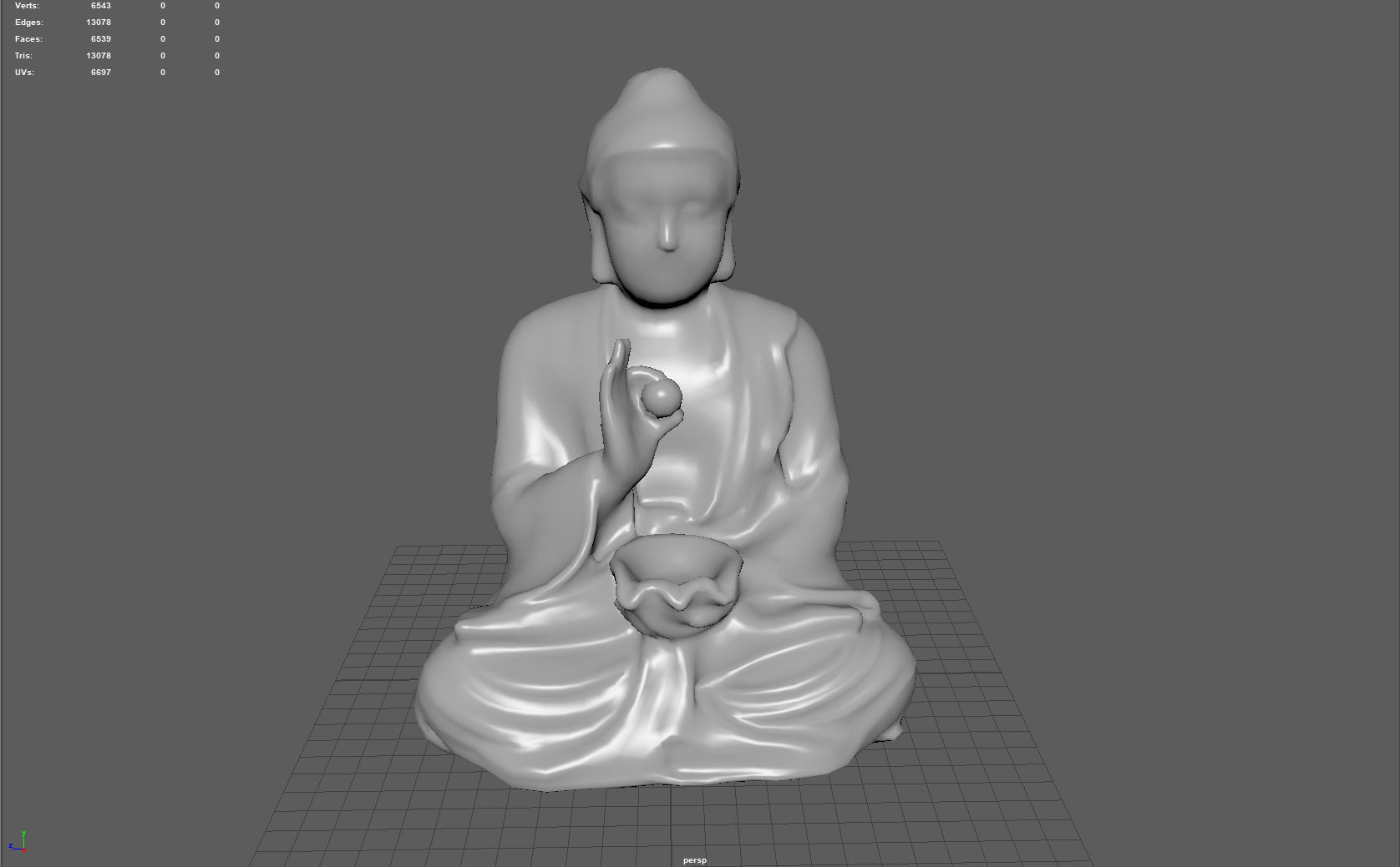 Buddha with ball Low-poly 3D model_7