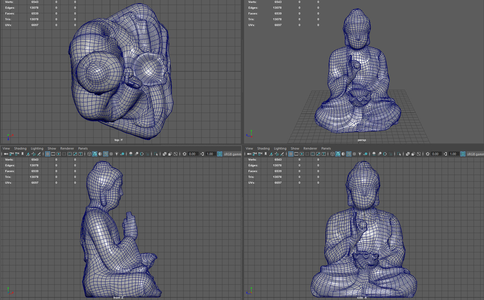 Buddha with ball Low-poly 3D model_11