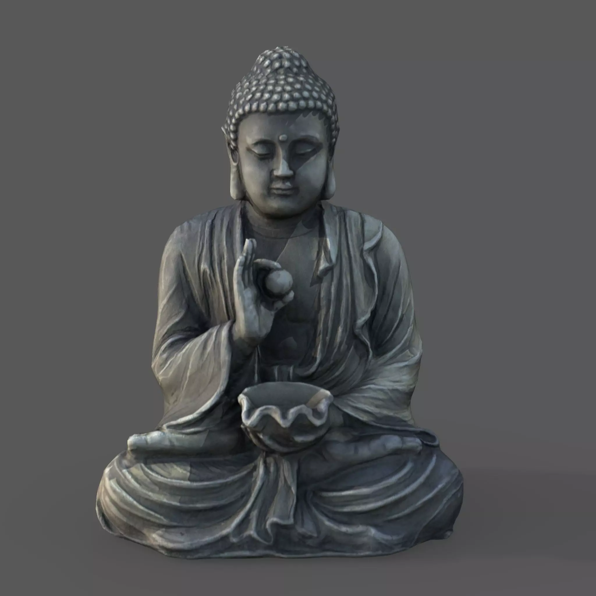 Buddha with ball Low-poly 3D model_0