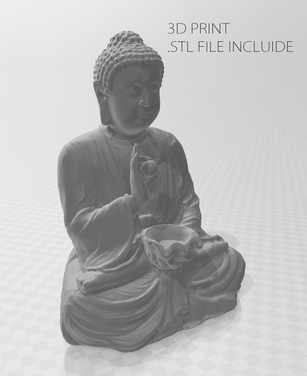 Buddha with ball Low-poly 3D model_4