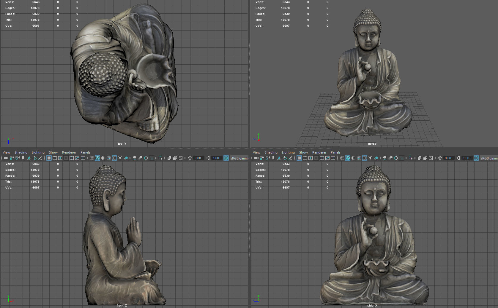 Buddha with ball Low-poly 3D model_9