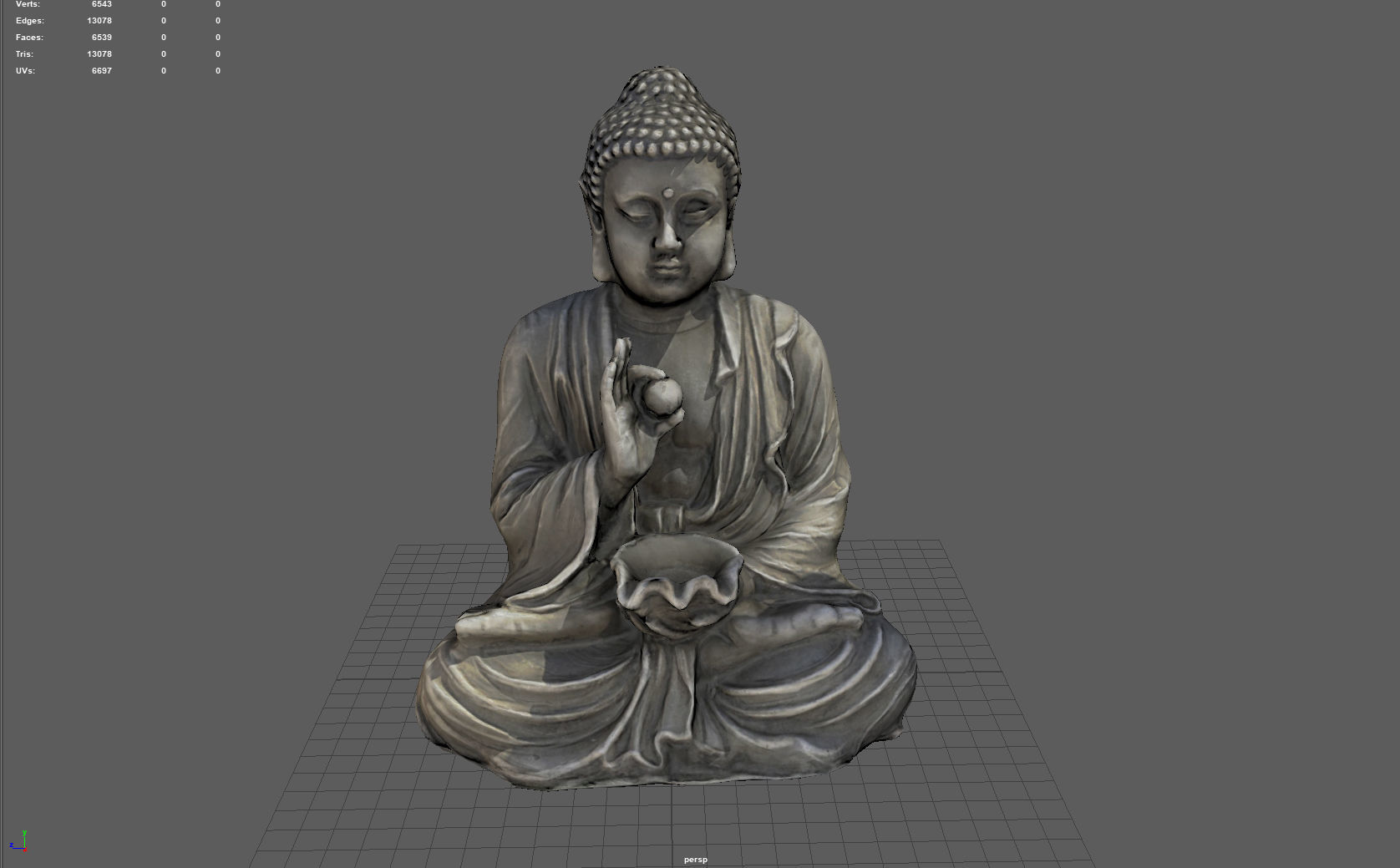 Buddha with ball Low-poly 3D model_6