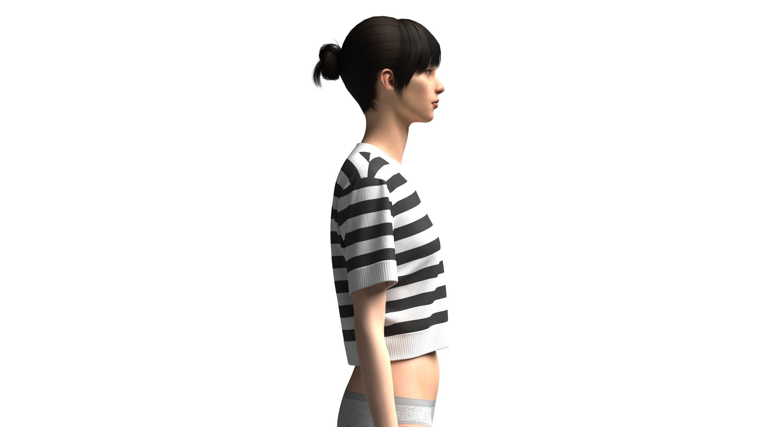 Cropped Striped Sweater 3D model_7