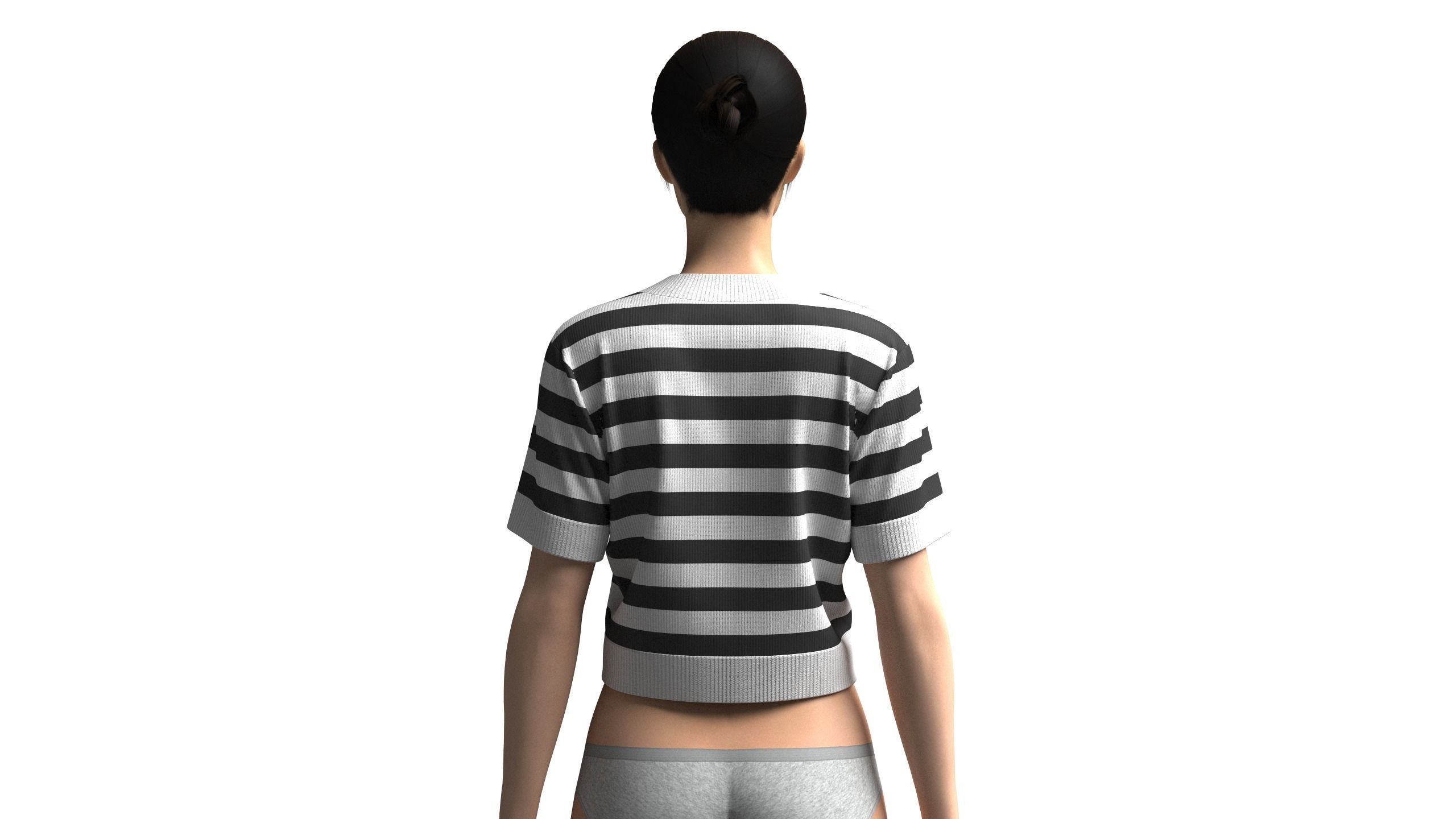 Cropped Striped Sweater 3D model_8