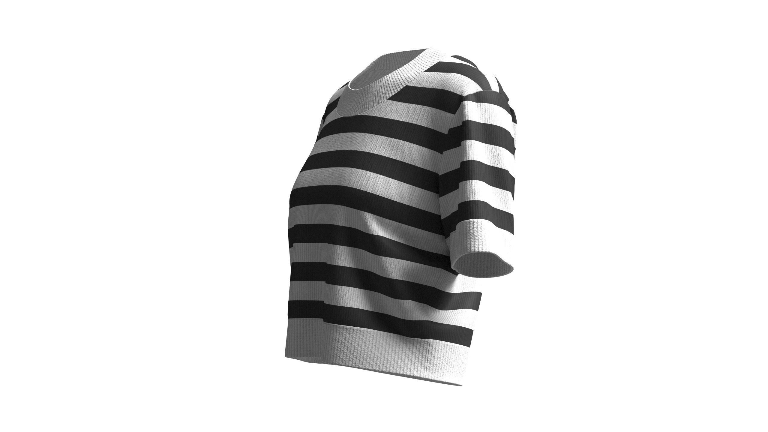 Cropped Striped Sweater 3D model_5