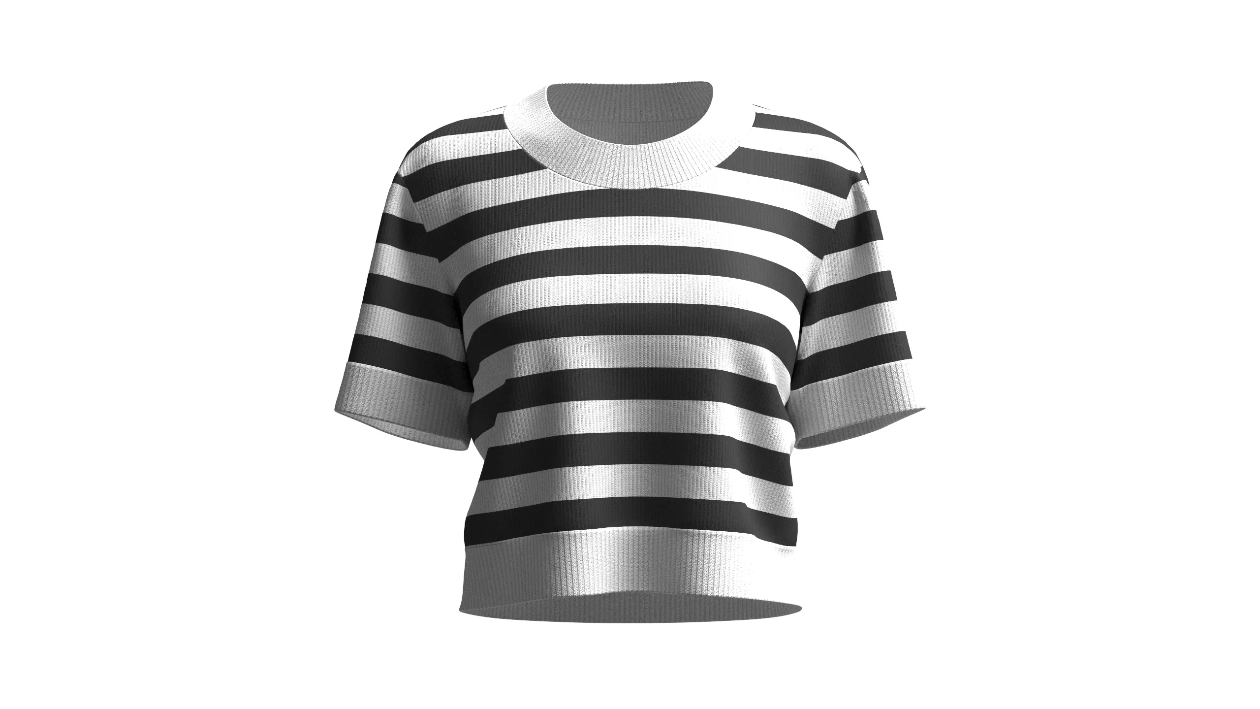 Cropped Striped Sweater 3D model_0