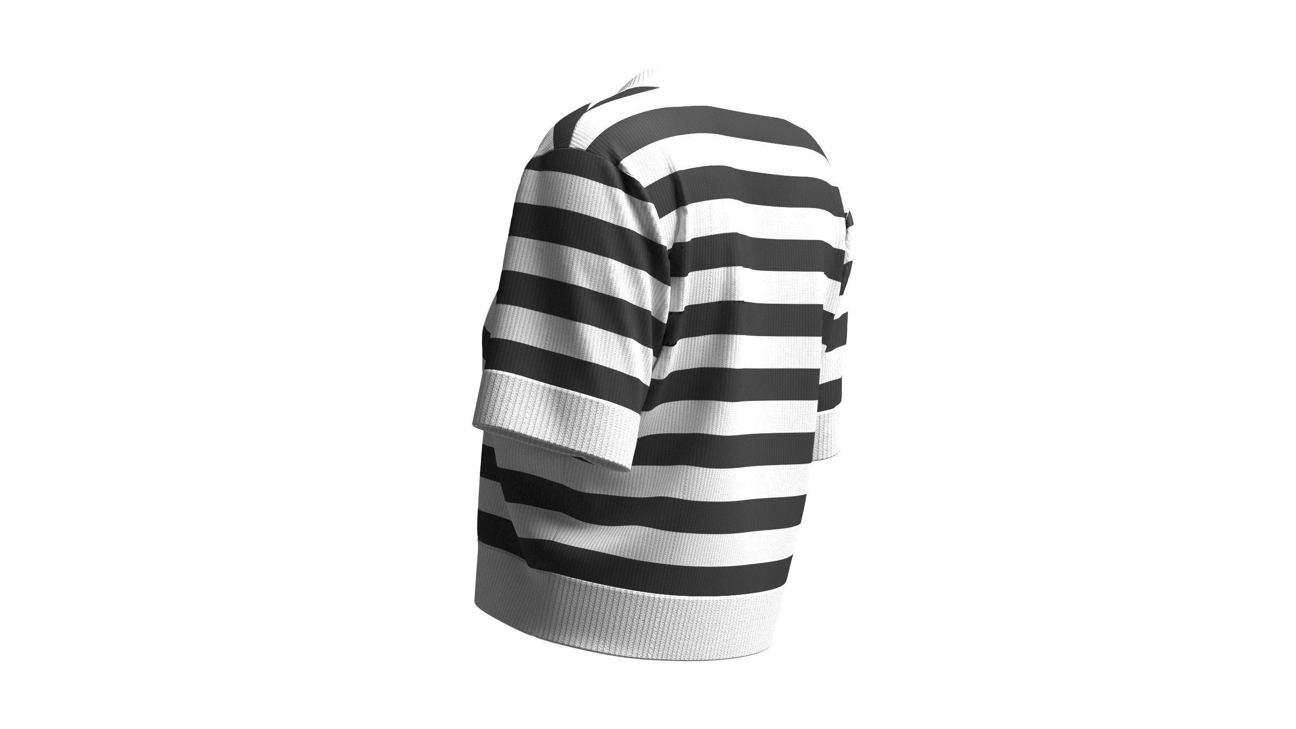 Cropped Striped Sweater 3D model_4