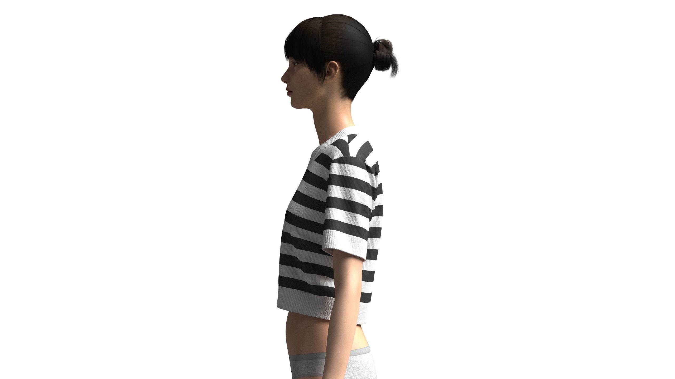Cropped Striped Sweater 3D model_9