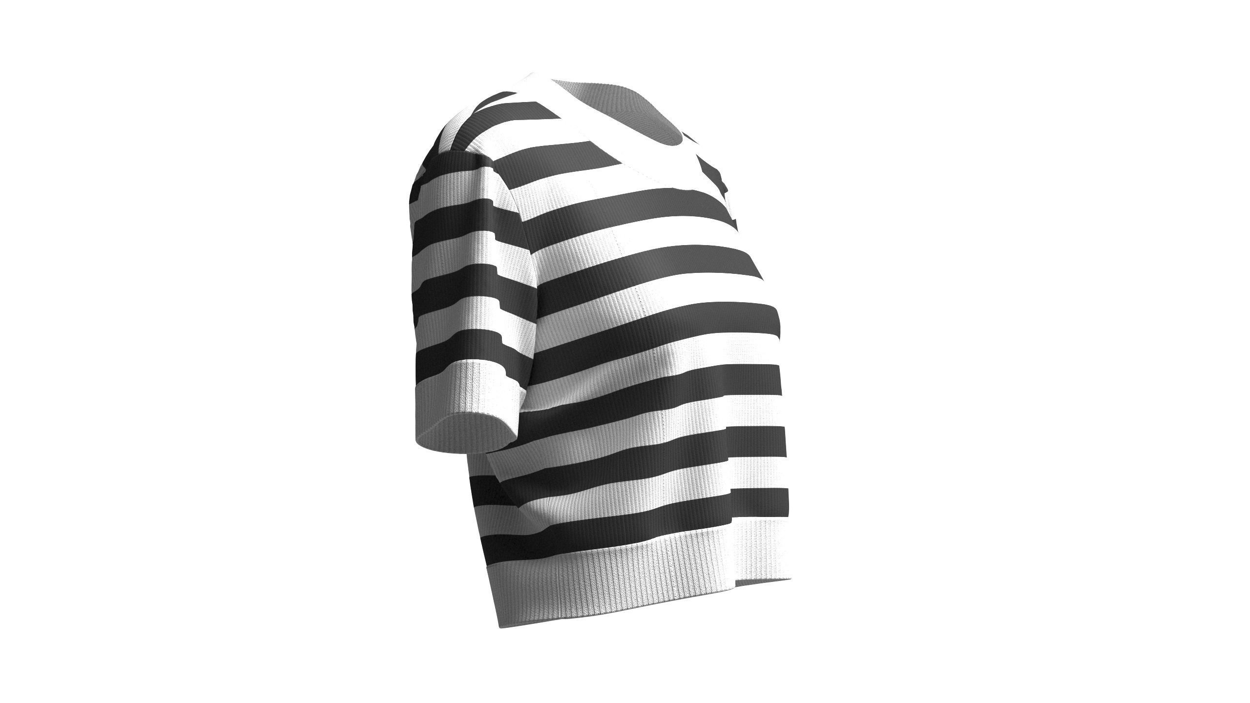 Cropped Striped Sweater 3D model_1
