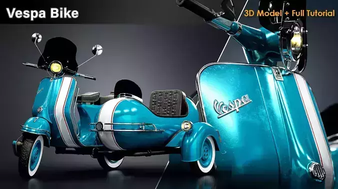 Vespa Bike Low-poly 3D model