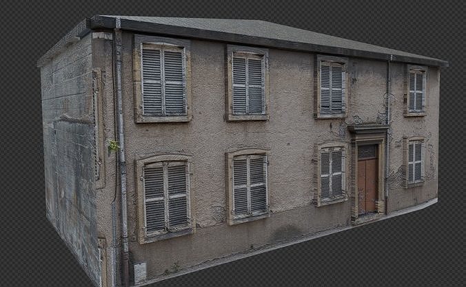 Ultra realistic old building Low-poly 3D model 4
