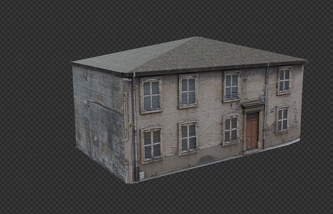 Ultra realistic old building Low-poly 3D model 6