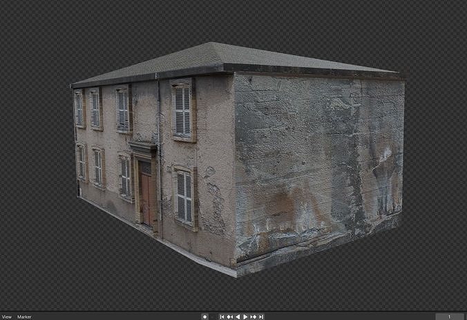 Ultra realistic old building Low-poly 3D model 5