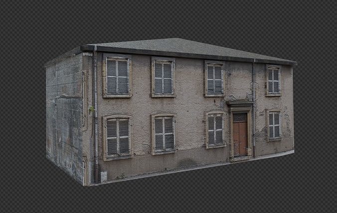 Ultra realistic old building Low-poly 3D model 3