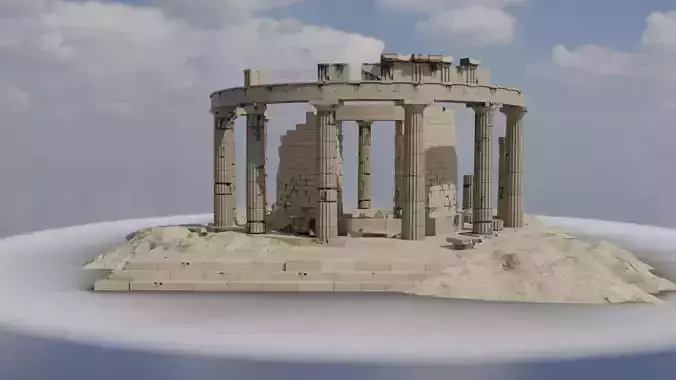 Round ancient damaged temple in doric order