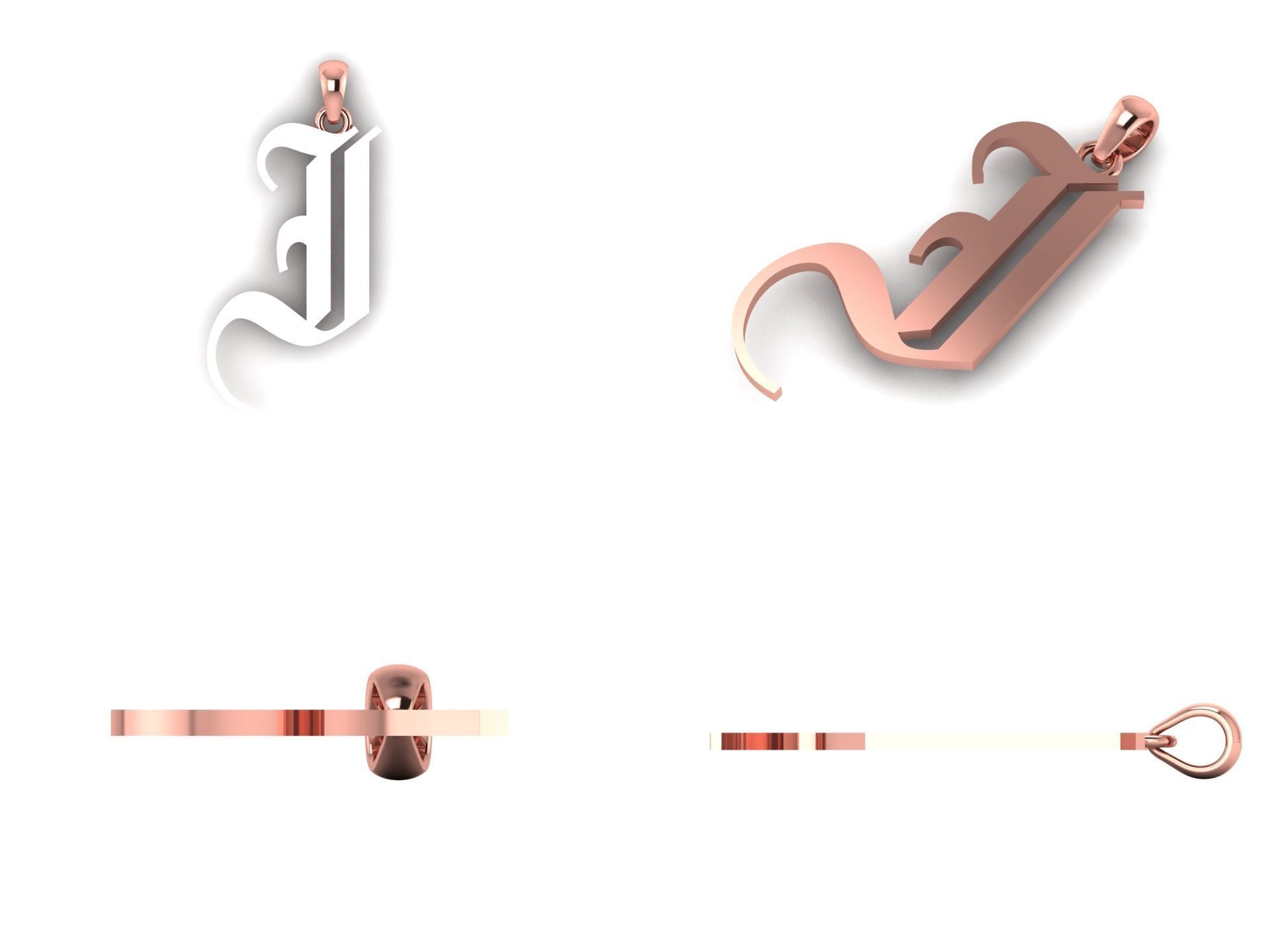 Olde English Pendant Letter i 3D print model_9