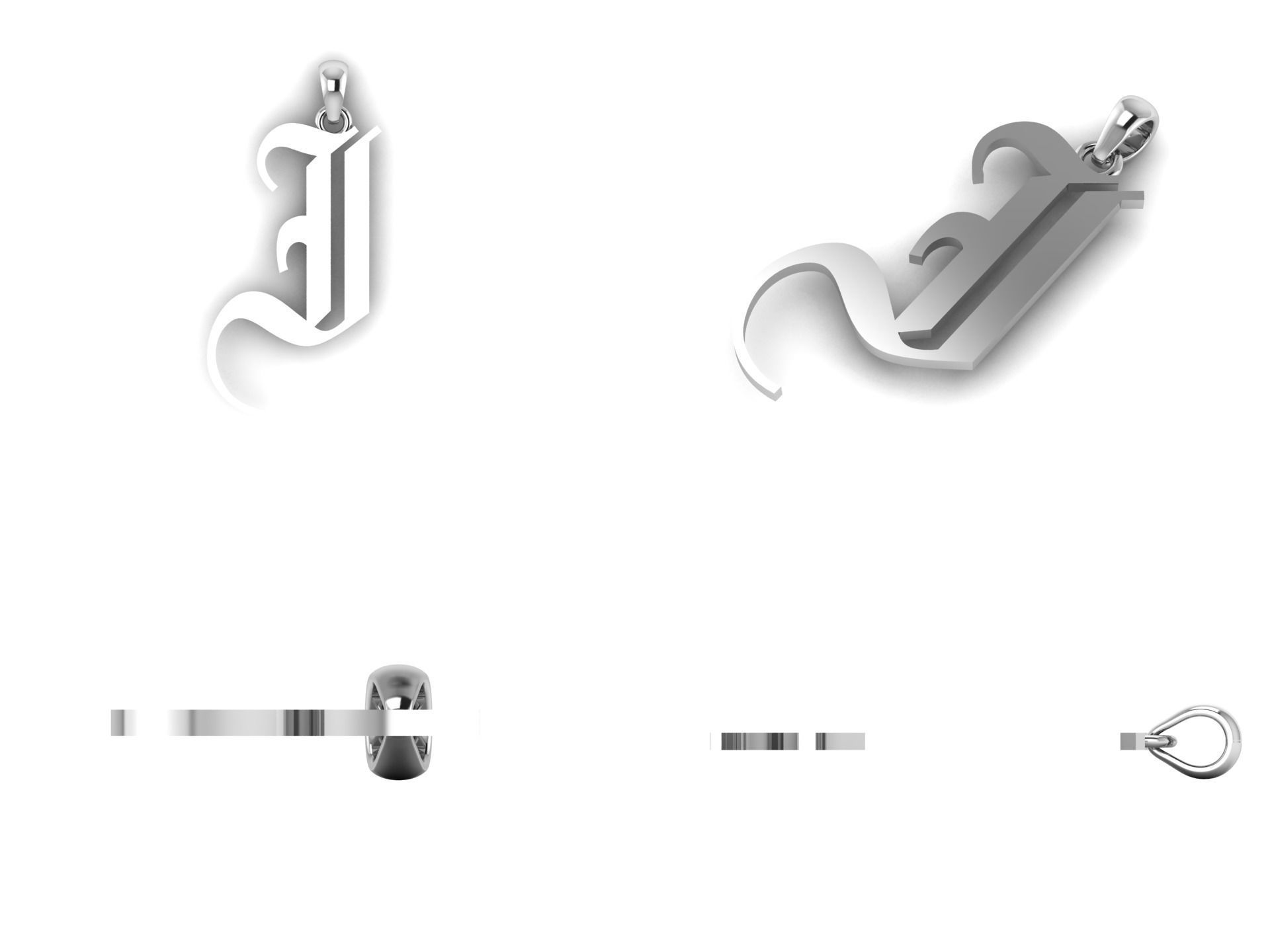 Olde English Pendant Letter i 3D print model_10