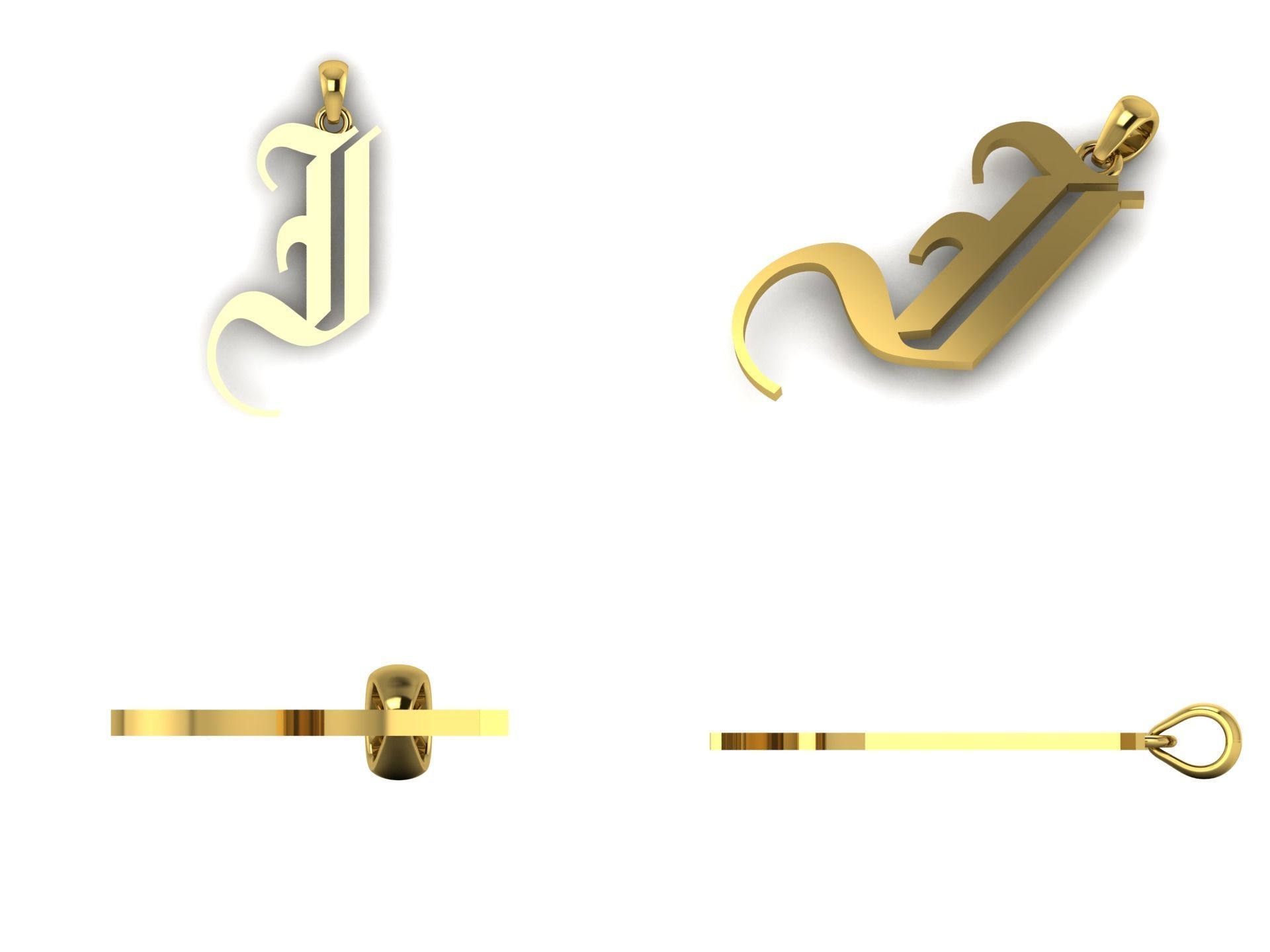 Olde English Pendant Letter i 3D print model_8