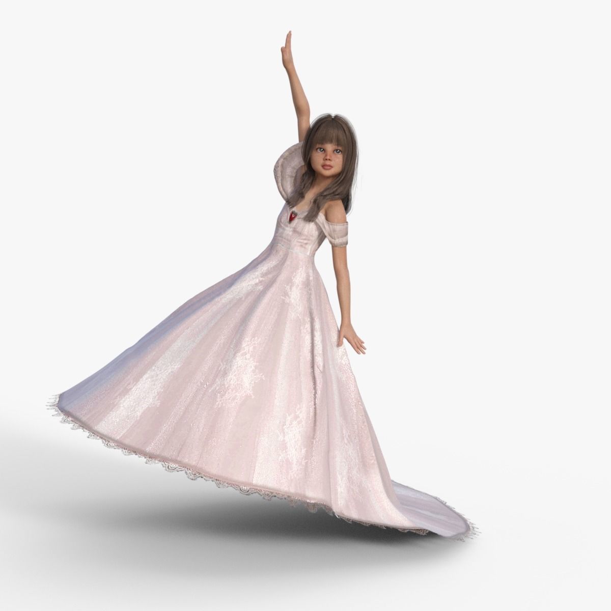 3D Princess Girl Rigged 3D model_16