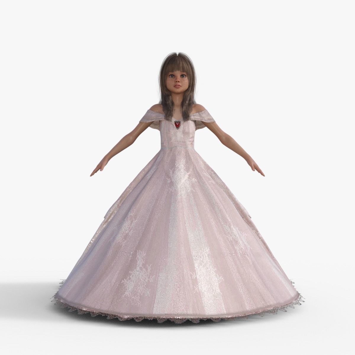 3D Princess Girl Rigged 3D model_1