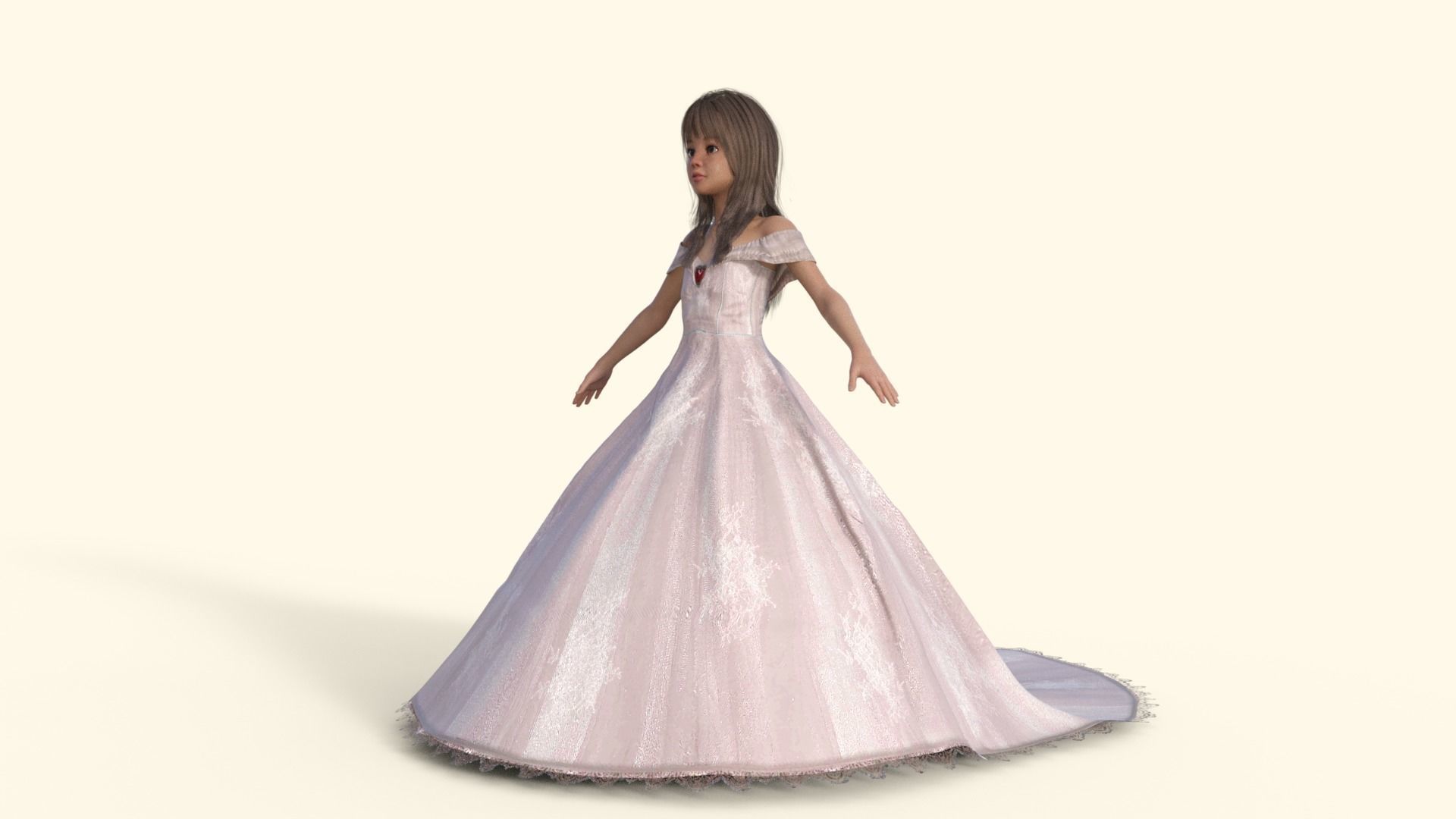 3D Princess Girl Rigged 3D model_35