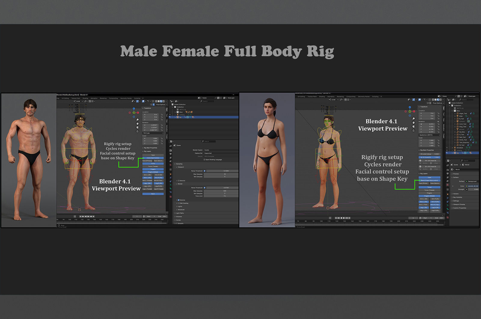 Male Female Base Model Rig Low-poly 3D model_16