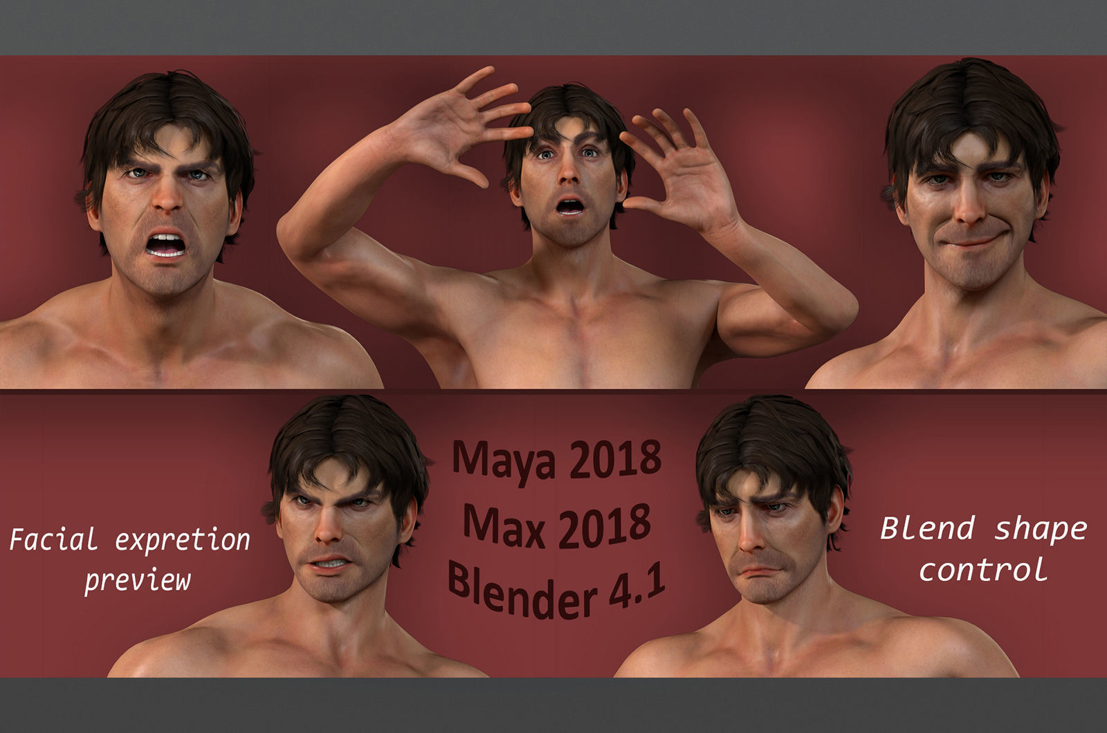 Male Female Base Model Rig Low-poly 3D model_12