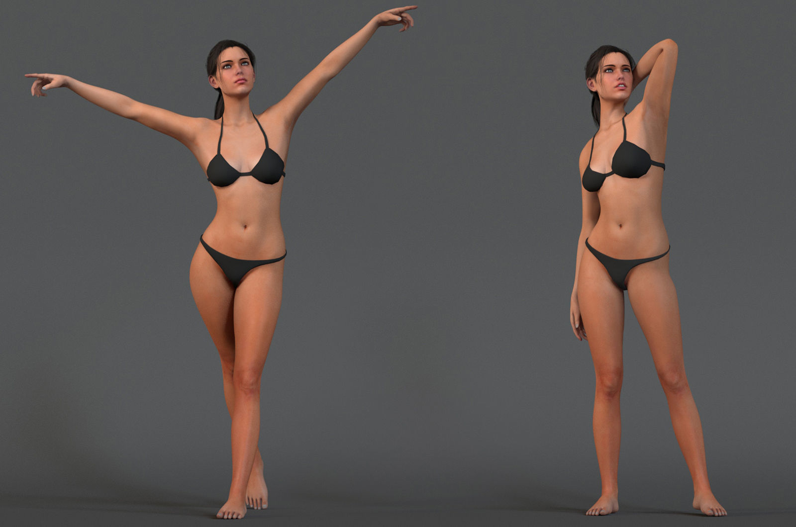 Male Female Base Model Rig Low-poly 3D model_6